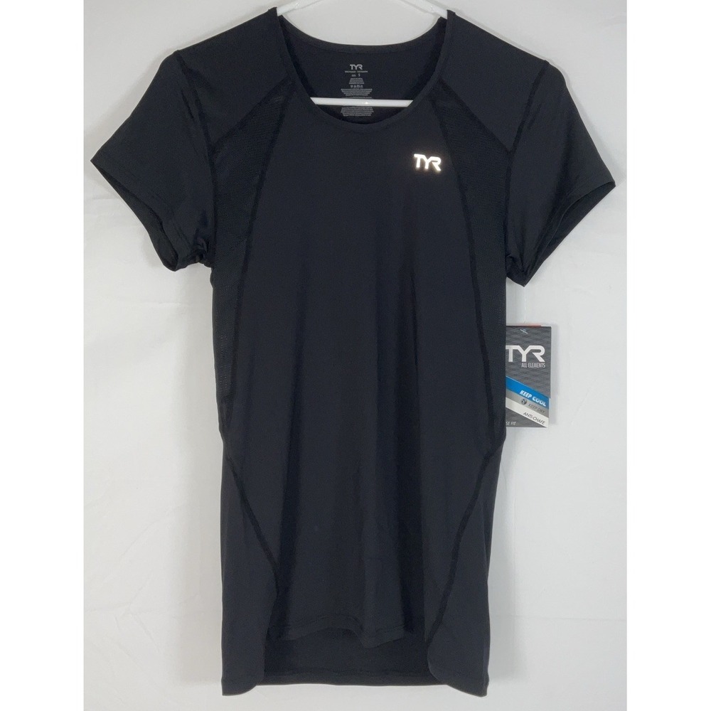 NWT Women's‎ TYR All Elements Loose Fit Short Sleeve Running T-Shirt Black Small